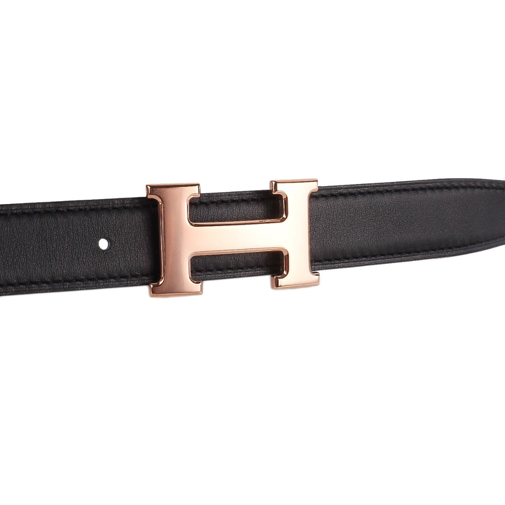 Hermès Gold/Noir Reversible Mini H 24mm Belt Kit