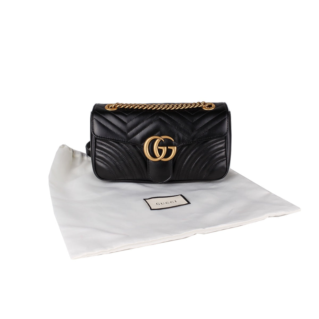 Gucci Black GG Marmont Matelassé Bag Medium