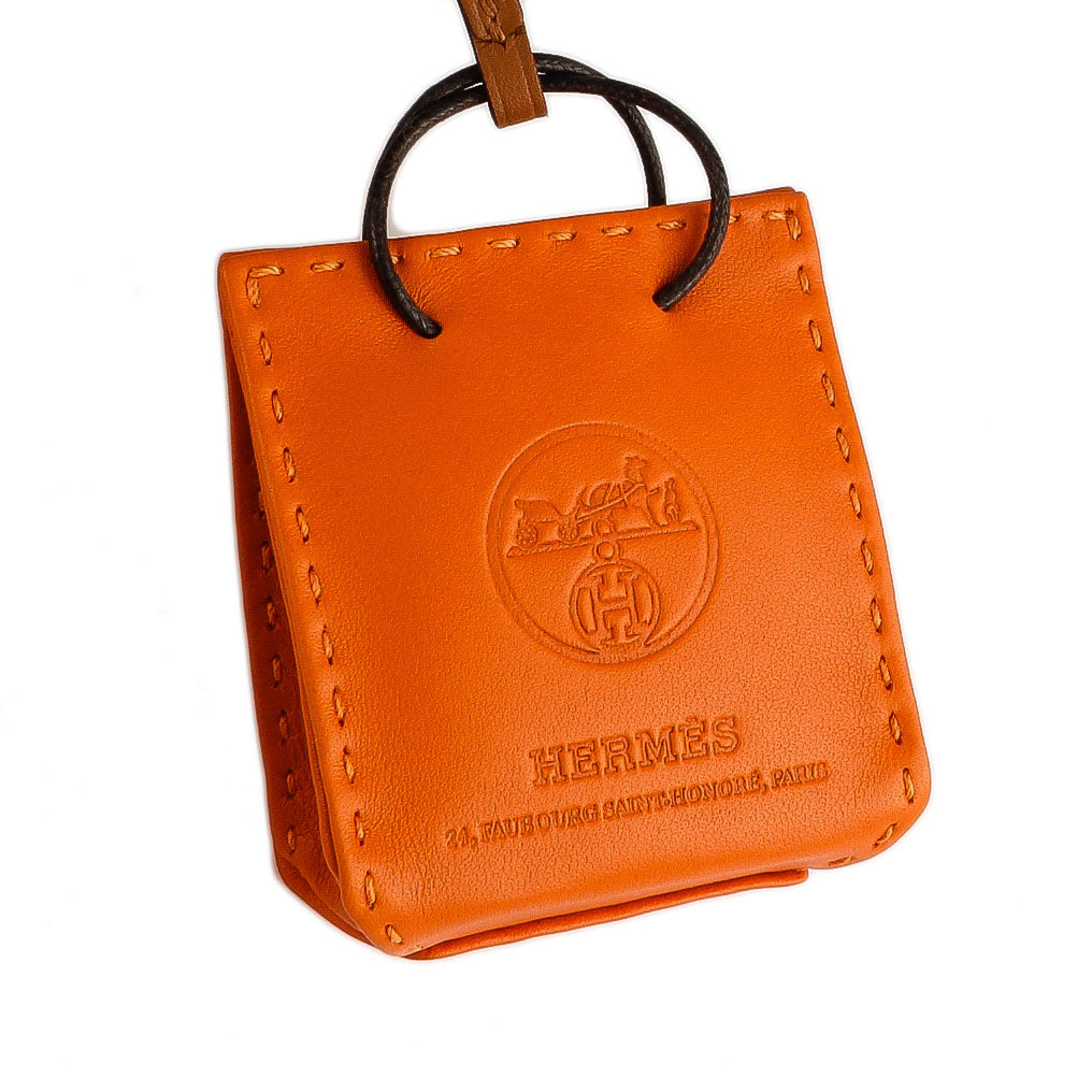 Hermès 2019  Orange Milo Shopping Bag Charm