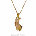 14K Fire Opal Caged Pendant Necklace