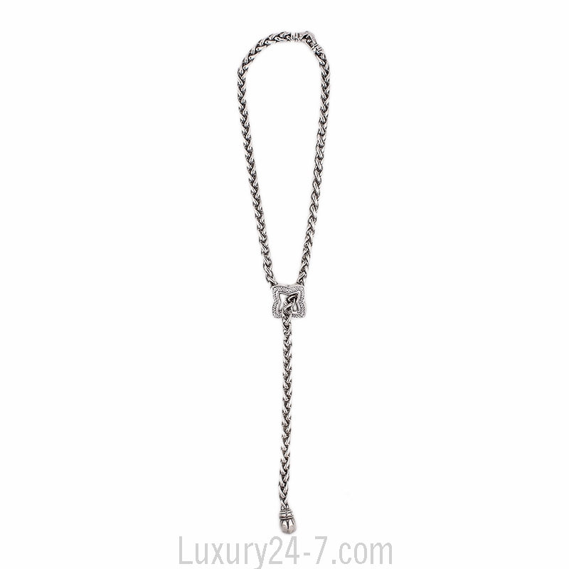 David Yurman Diamond Quatrefoil Lariat Necklace