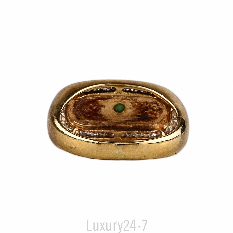 18K Men's Translucent green jade and diamond ring