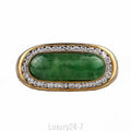18K Men's Translucent green jade and diamond ring