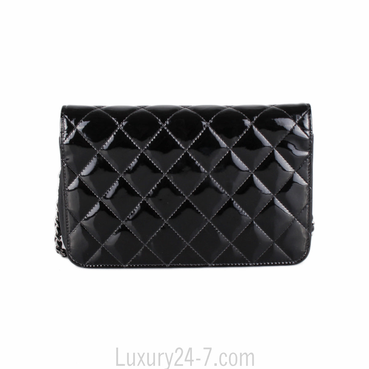 Chanel Black Patent Wallet on Chain