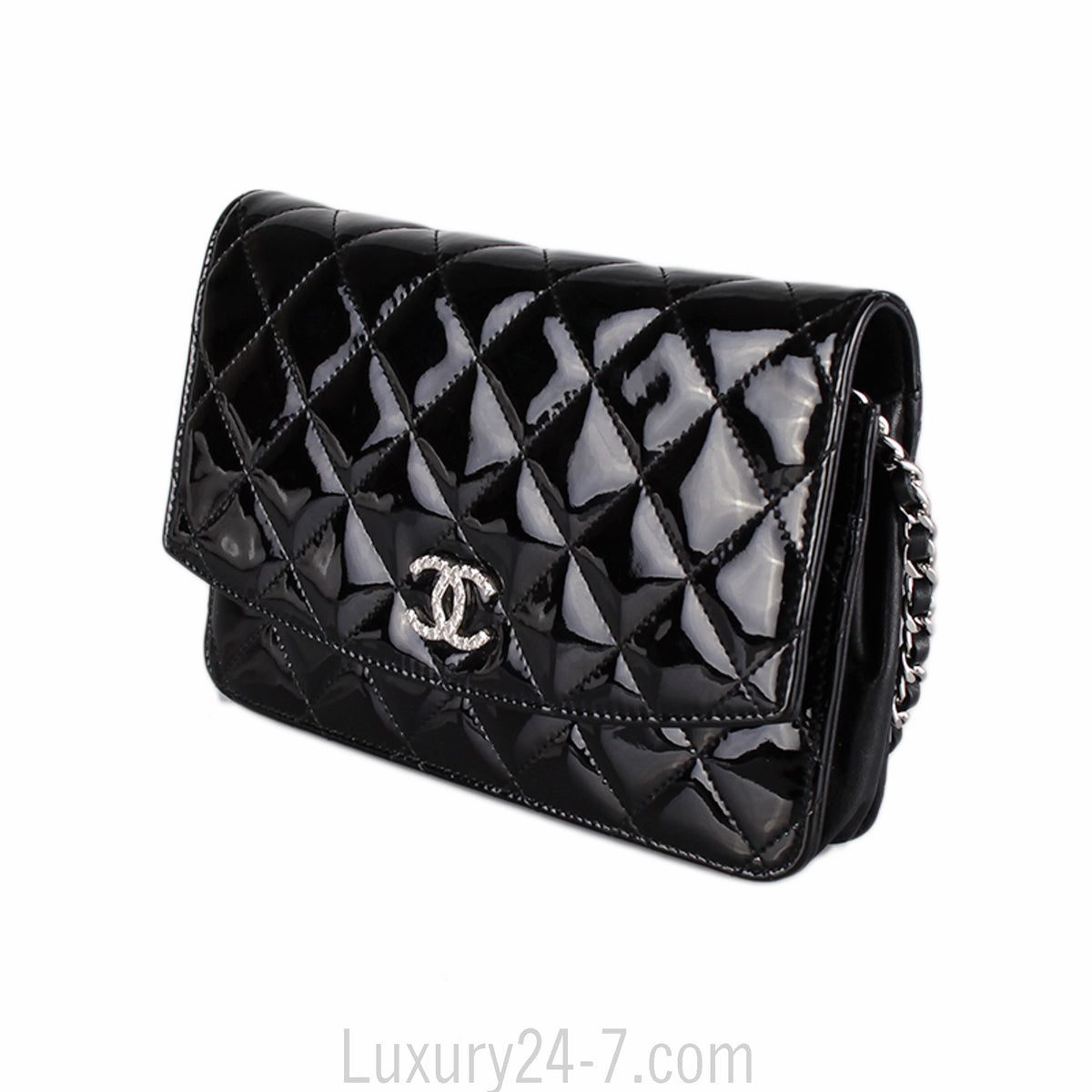Chanel Black Patent Wallet on Chain