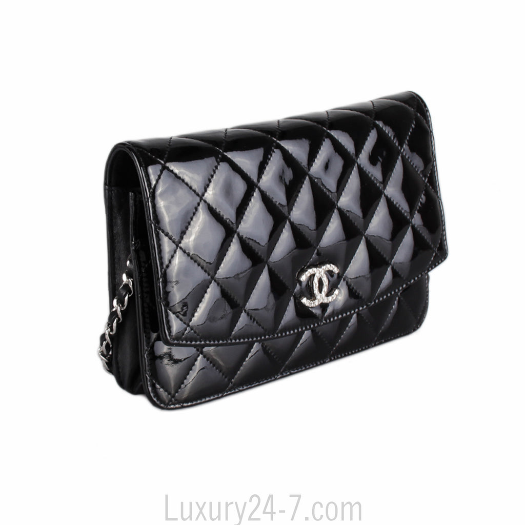 Chanel Black Patent Wallet on Chain