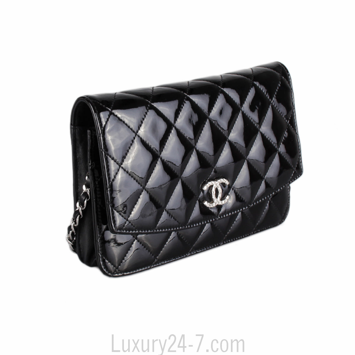 Chanel Black Patent Wallet on Chain