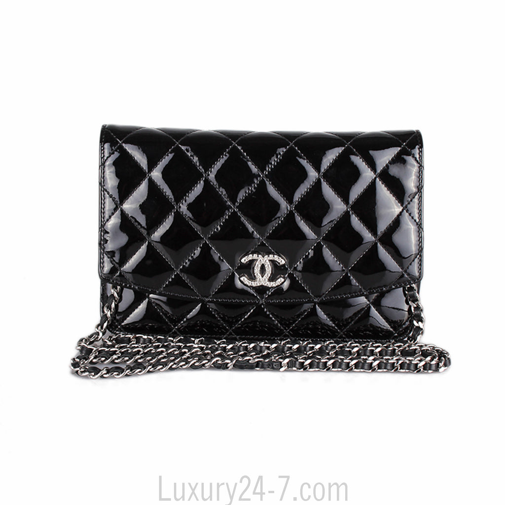 Chanel Black Patent Wallet on Chain