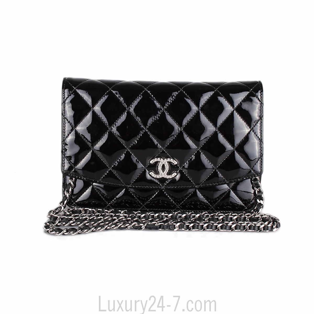 Chanel Black Patent Wallet on Chain