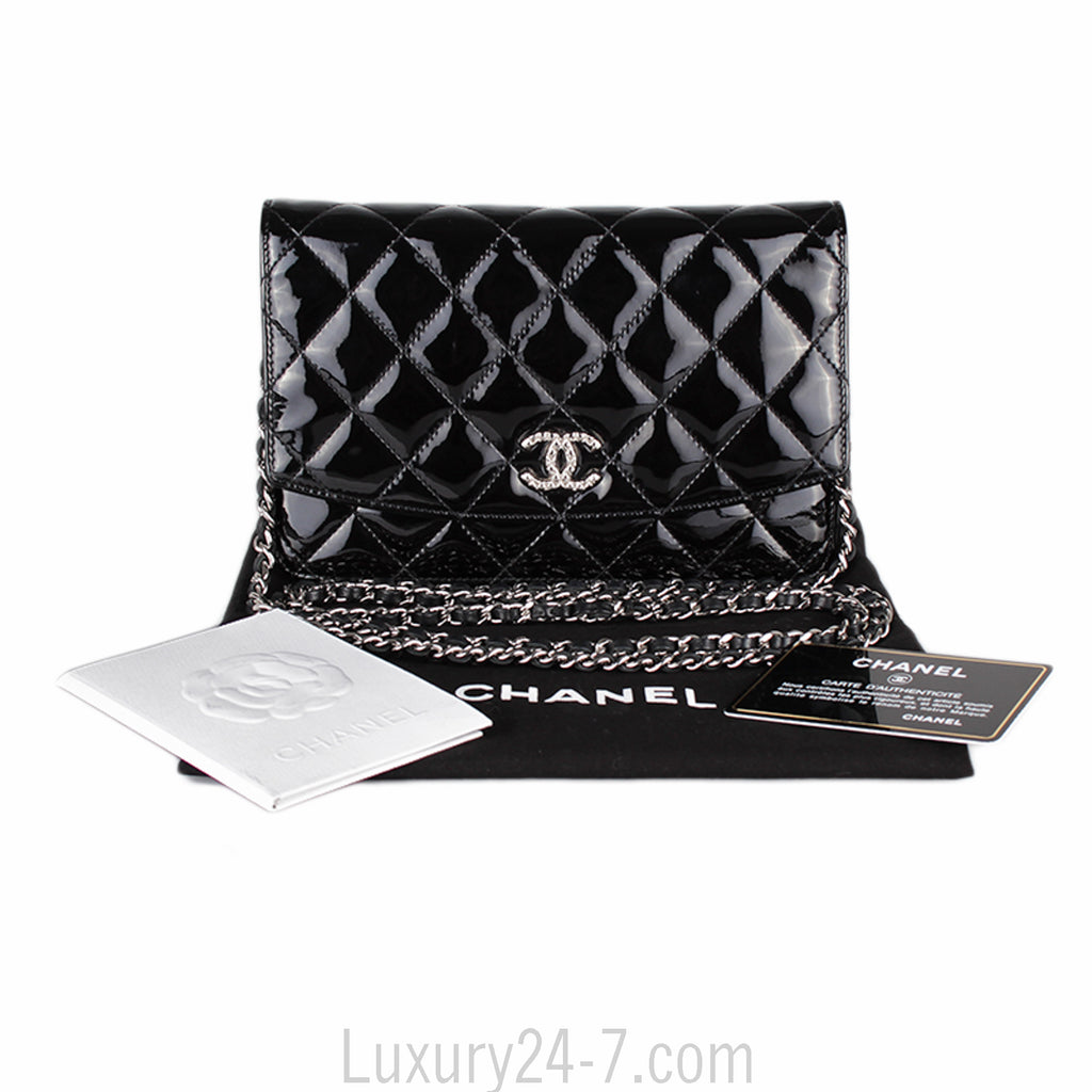 Chanel Black Patent Wallet on Chain