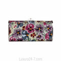 Judith Leiber Full Bead Multicolor Crystal Floral Minaudiere