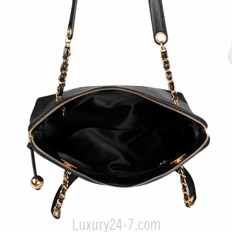 Chanel Black Vintage Caviar Large CC Shoulder Bag