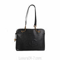 Chanel Black Vintage Caviar Large CC Shoulder Bag