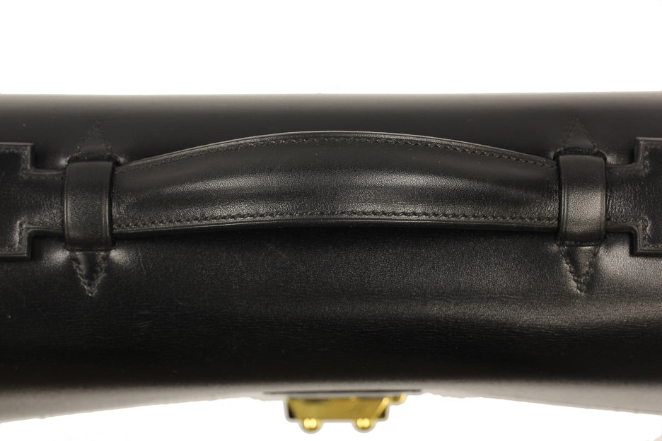 Hermes Black Box Calf Leather Sac a Depeches Double Gusset Briefcase Bag GHW