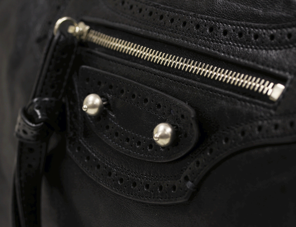 Balenciaga Black Leather Giant Brogues Covered Work Bag