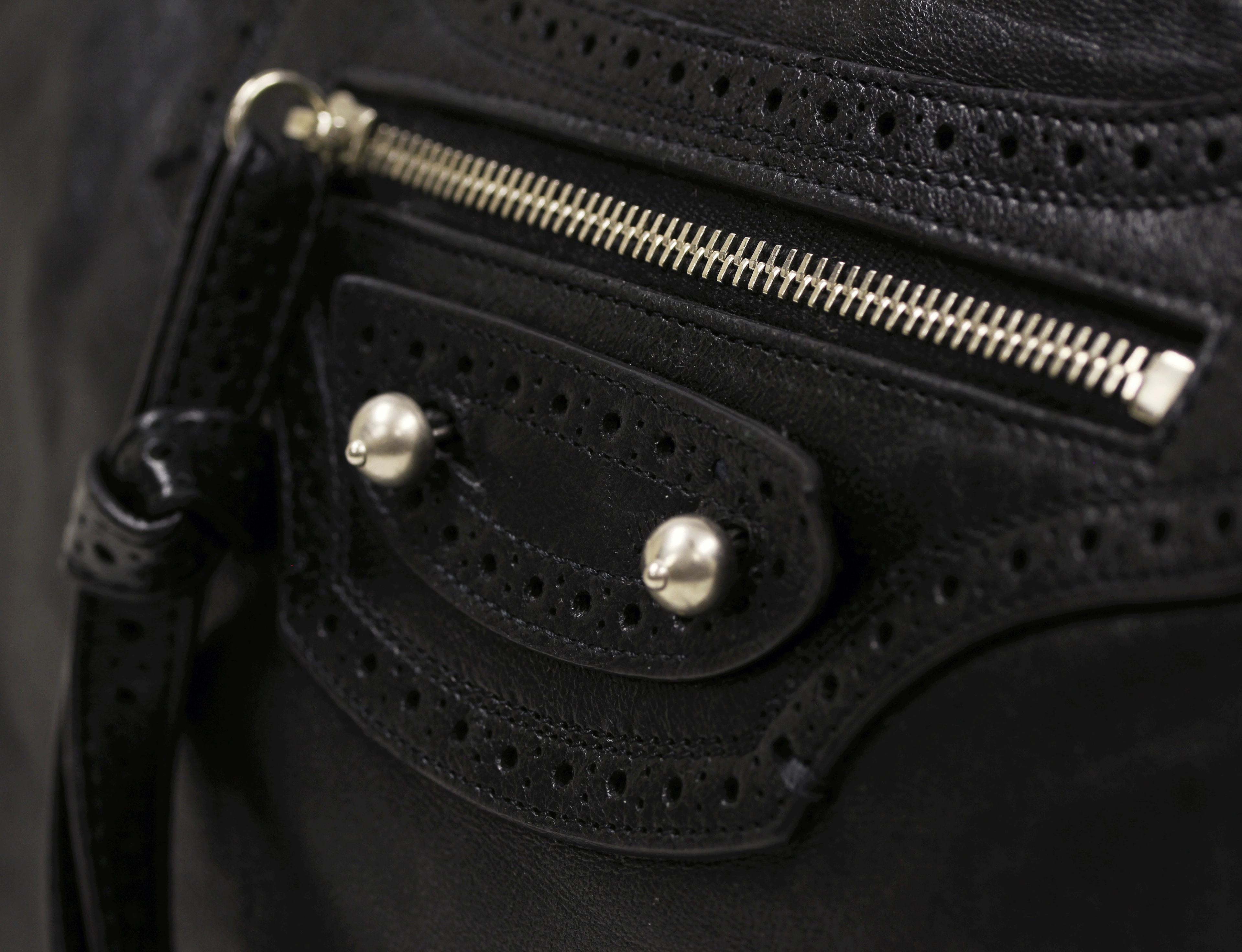 Balenciaga Black Leather Giant Brogues Covered Work Bag