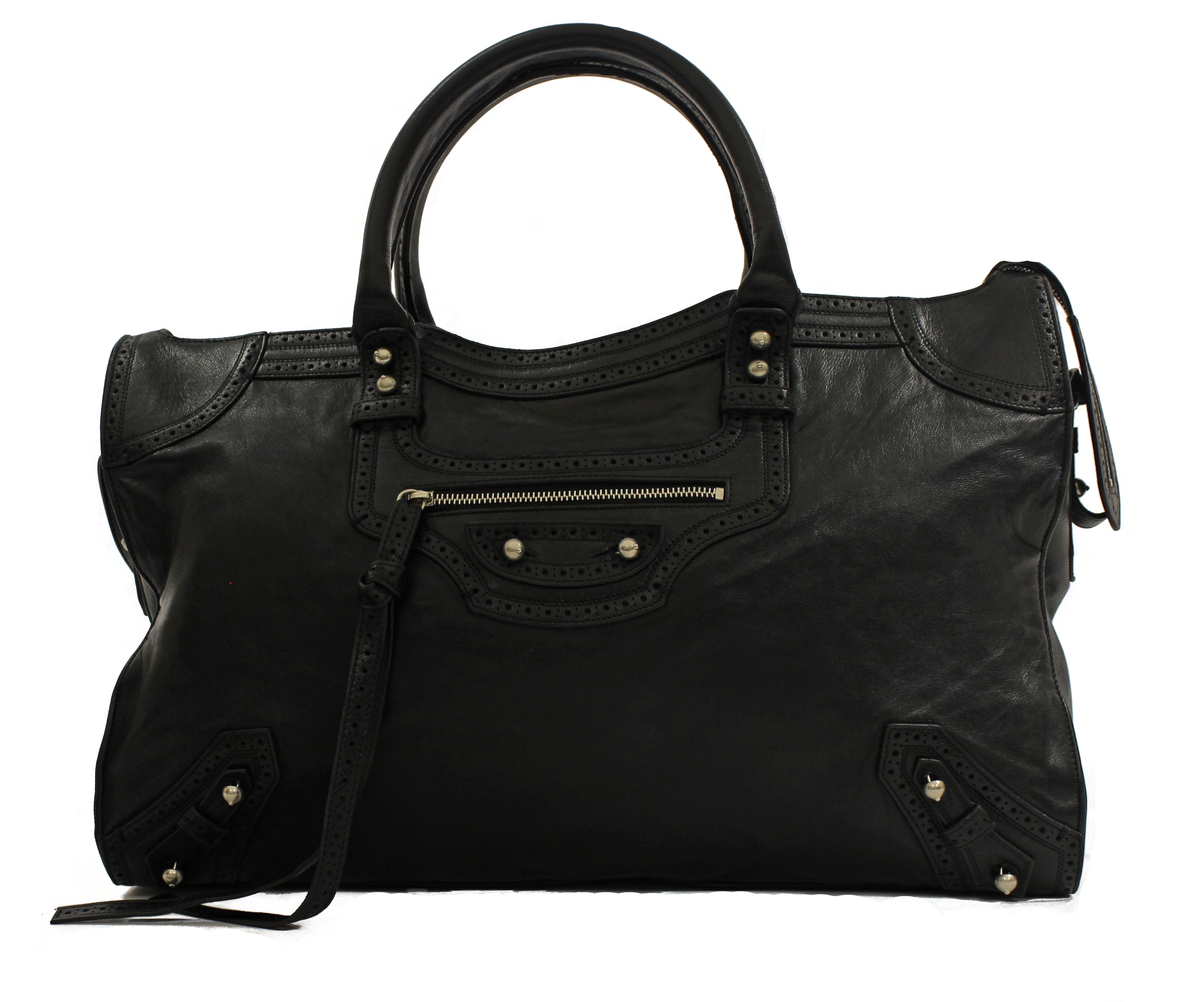 Balenciaga Black Leather Giant Brogues Covered Work Bag