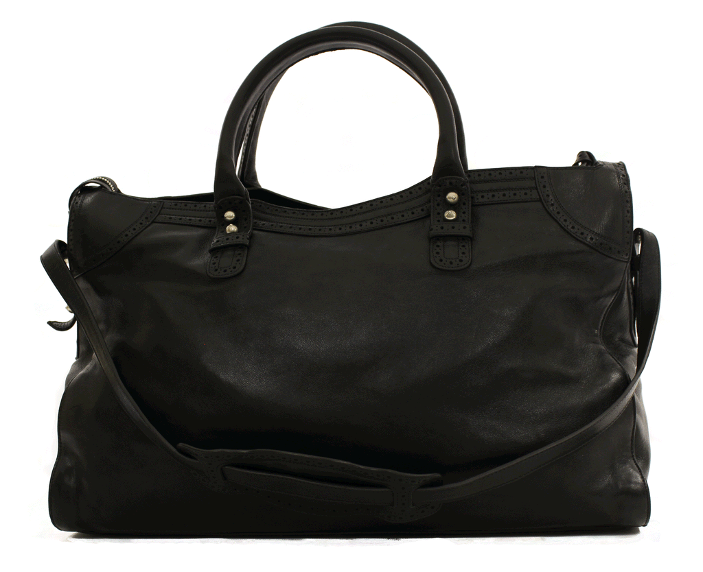 Balenciaga Black Leather Giant Brogues Covered Work Bag