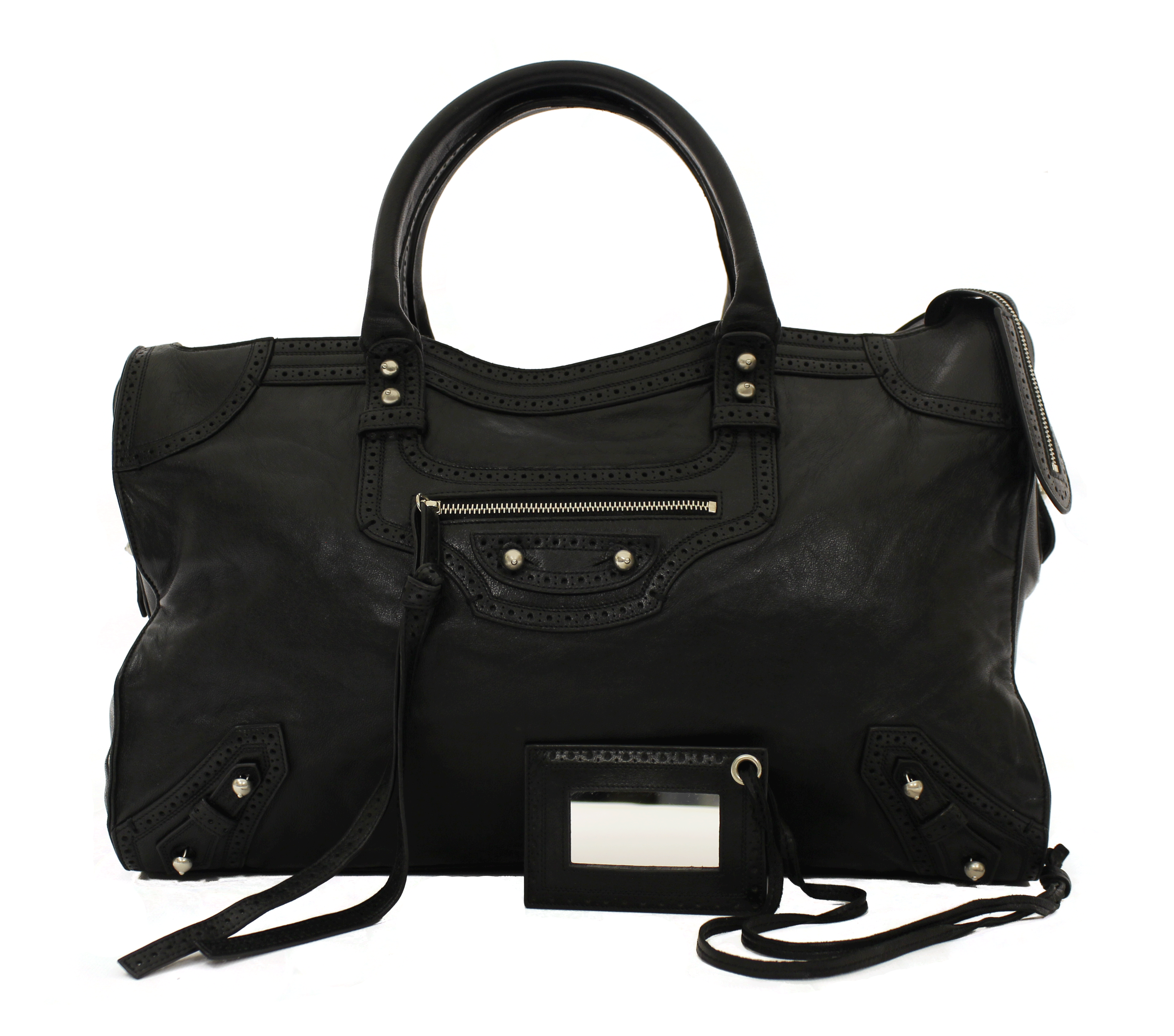 Balenciaga Black Leather Giant Brogues Covered Work Bag