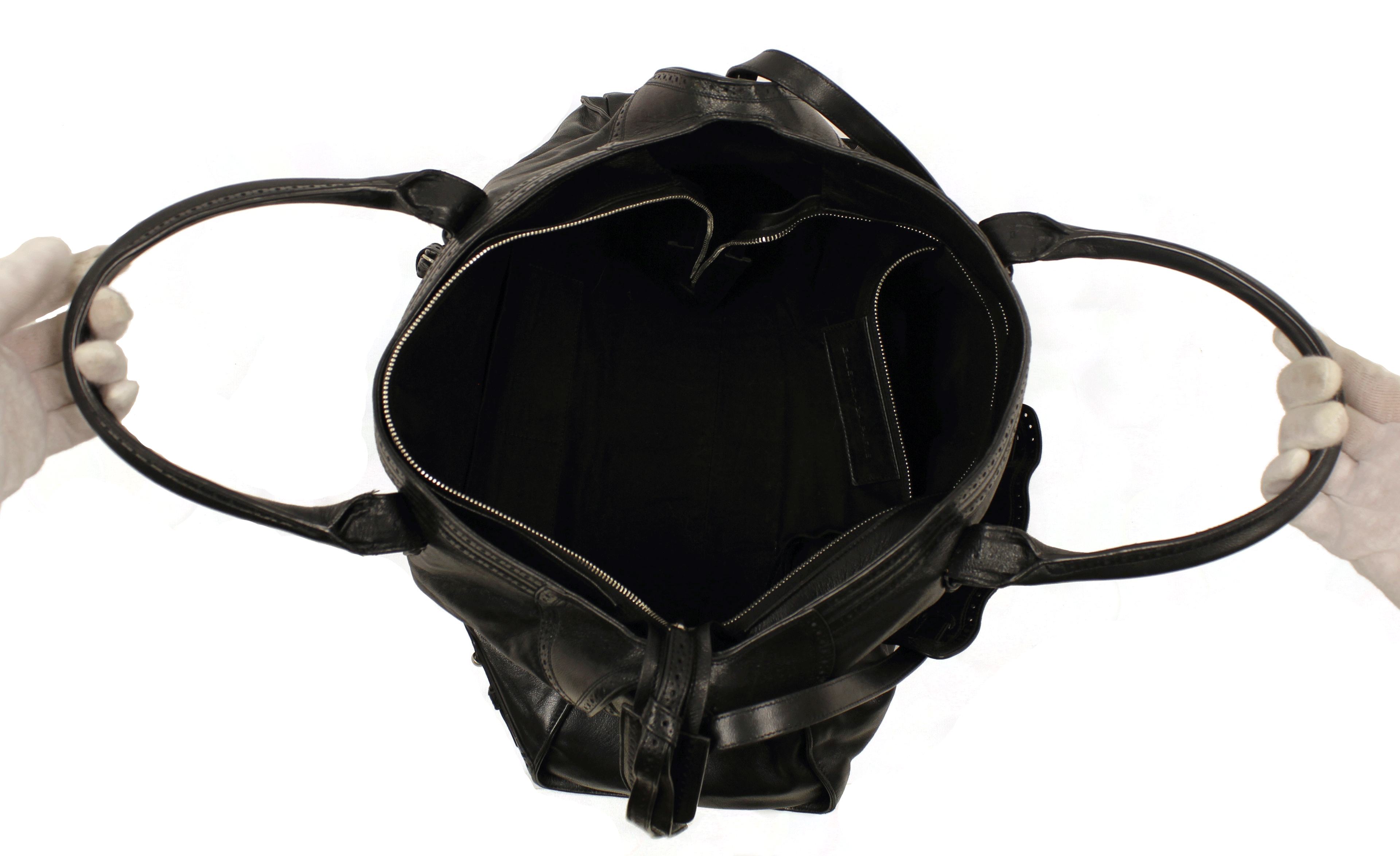 Balenciaga Black Leather Giant Brogues Covered Work Bag