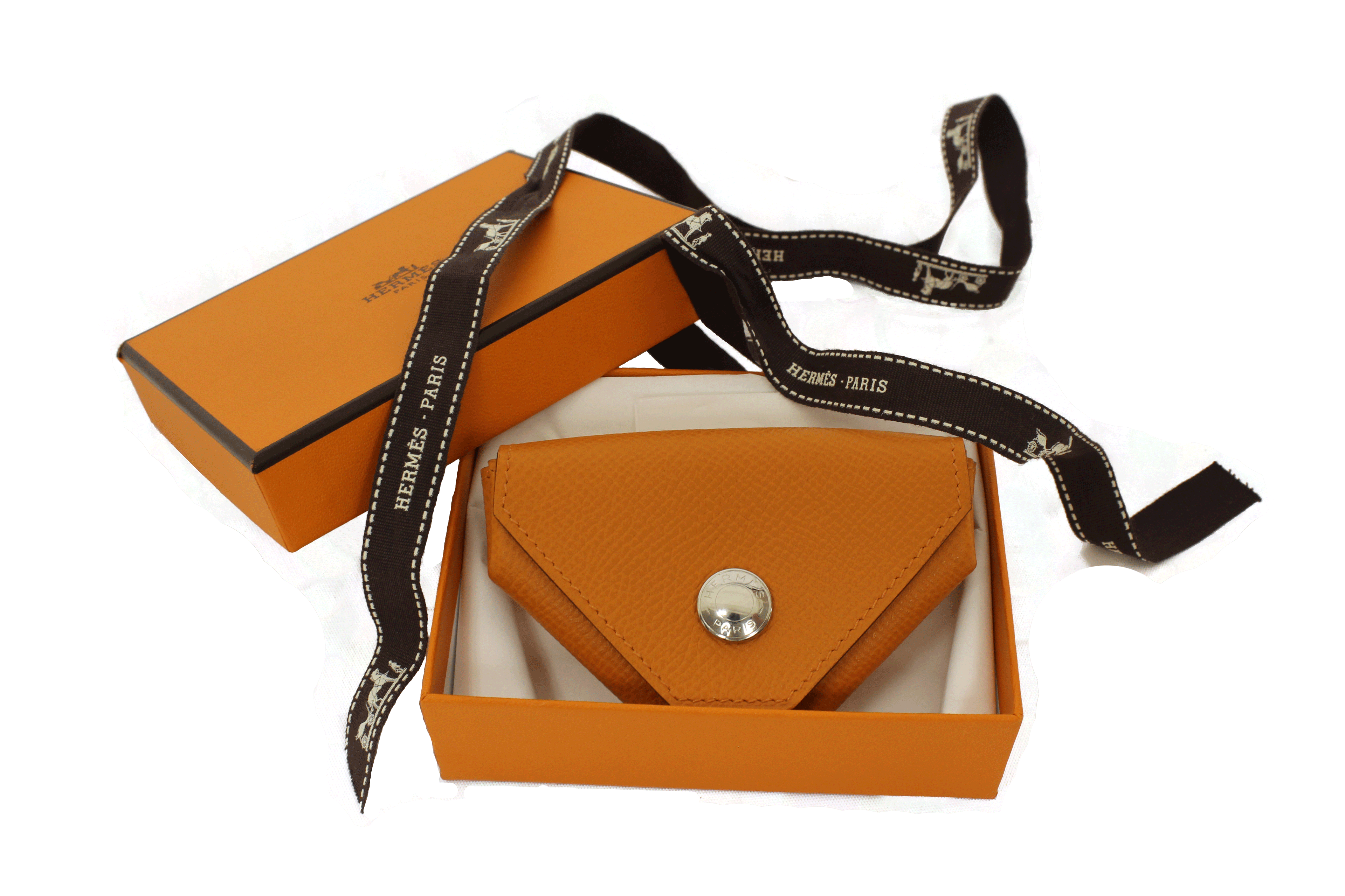 Hermes Orange Chevre Le 24 Coin Purse