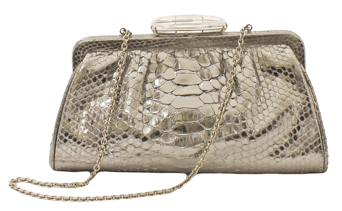 Darby Scott  Silver Metallic Clutch