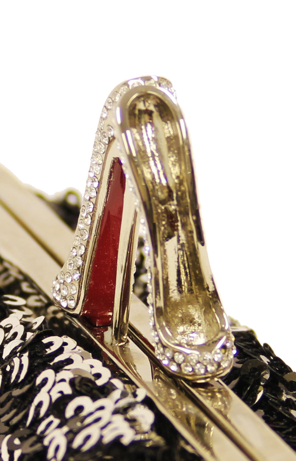 Christian Louboutin black and silver sequin embellished clutch