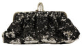 Christian Louboutin black and silver sequin embellished clutch