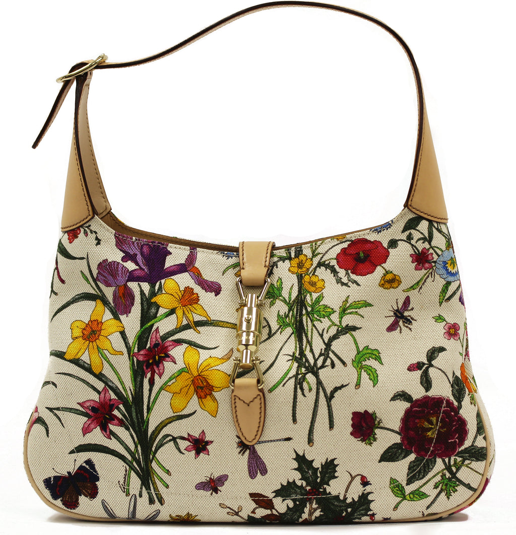 Gucci Leather Canvas Jackie Shoulder Bag