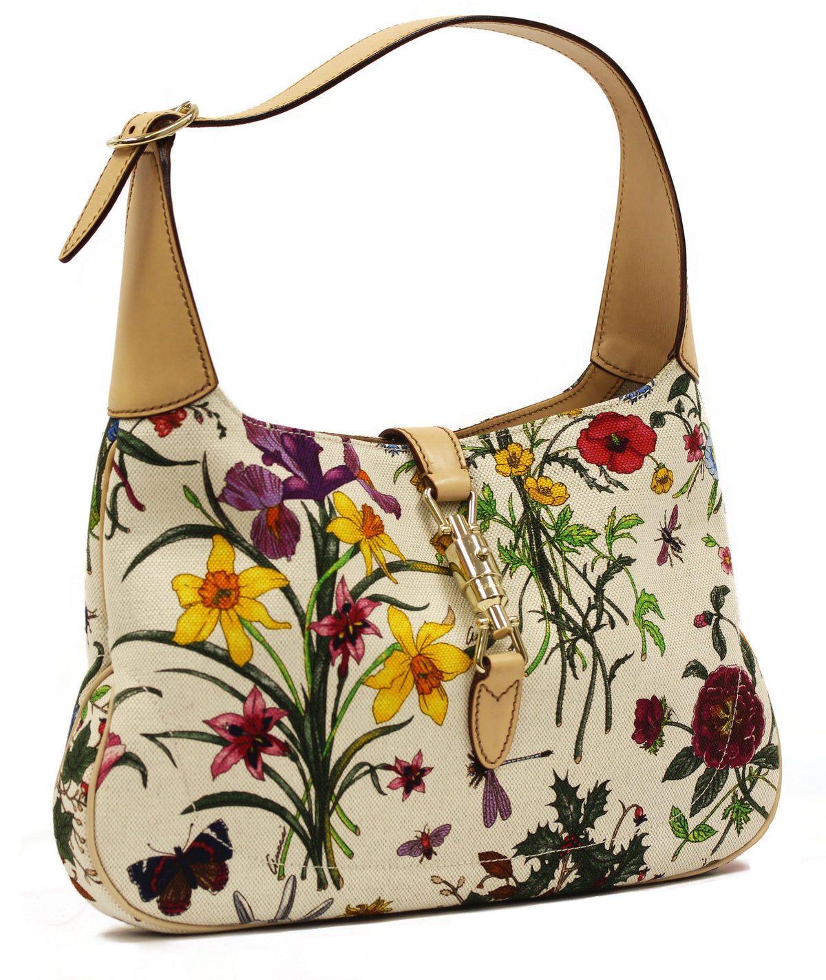 Gucci Leather Canvas Jackie Shoulder Bag