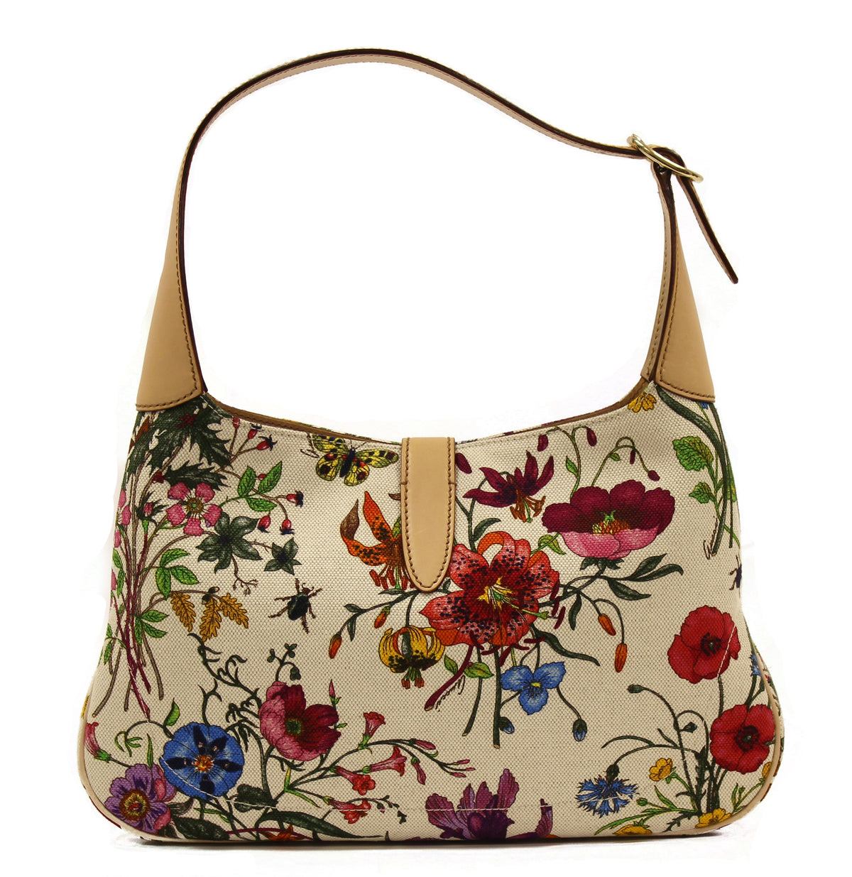 Gucci Leather Canvas Jackie Shoulder Bag