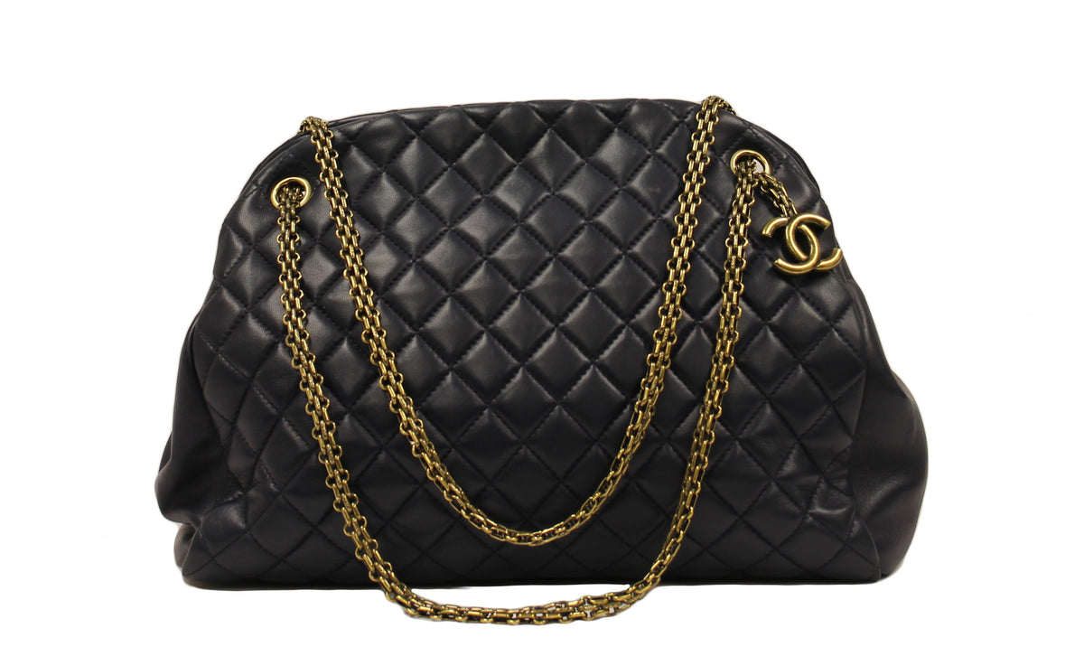 Chanel  Mademoiselle Navy Shopping  Quilted Lambskin Bag