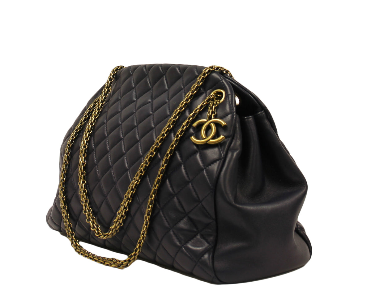 Chanel  Mademoiselle Navy Shopping  Quilted Lambskin Bag
