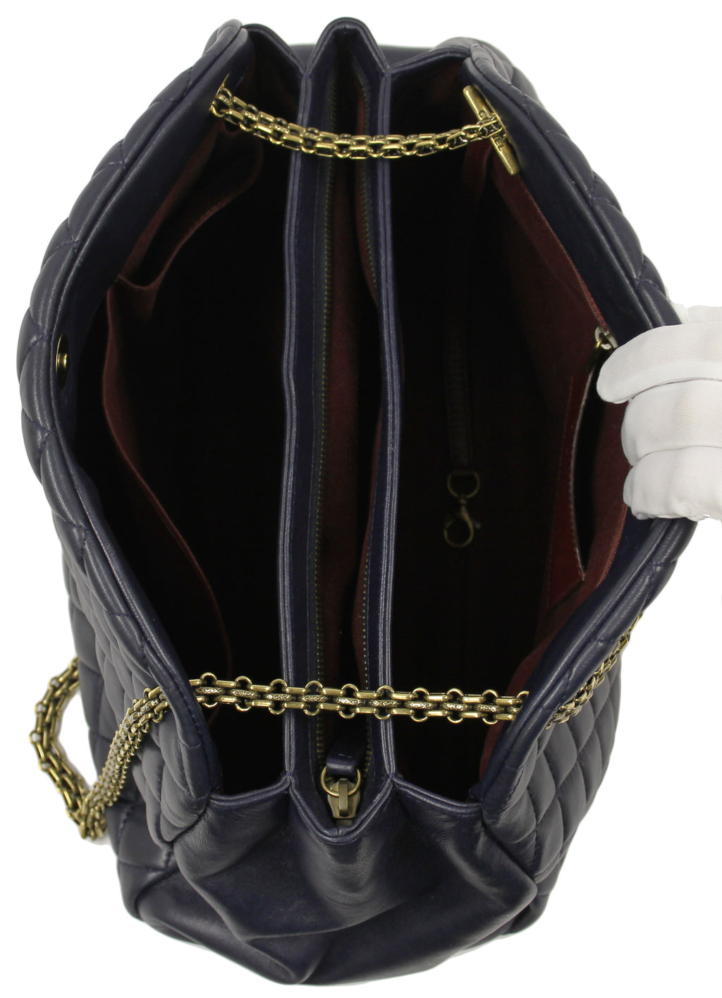 Chanel  Mademoiselle Navy Shopping  Quilted Lambskin Bag