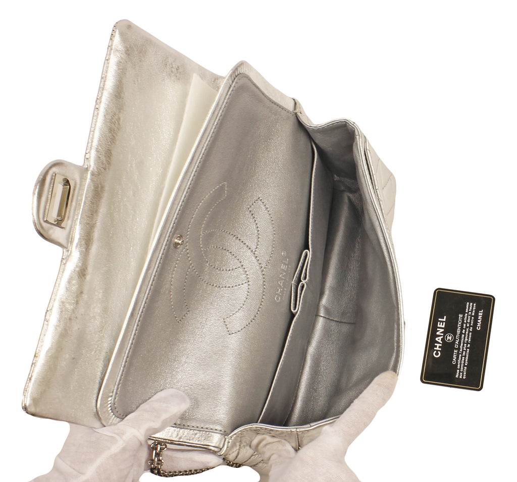 Chanel 2.55 Silver Metallic Reissue 277 Striped Leather Db. flap Bag