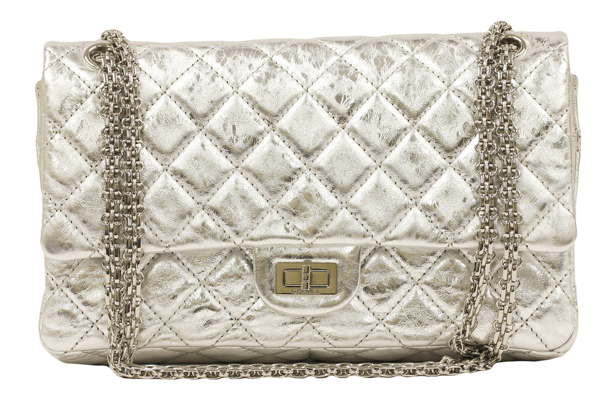 Chanel 2.55 Silver Metallic Reissue 277 Striped Leather Db. flap Bag