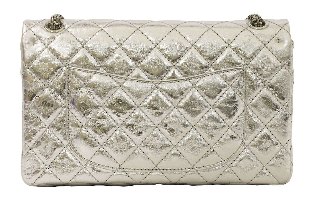 Chanel 2.55 Silver Metallic Reissue 277 Striped Leather Db. flap Bag