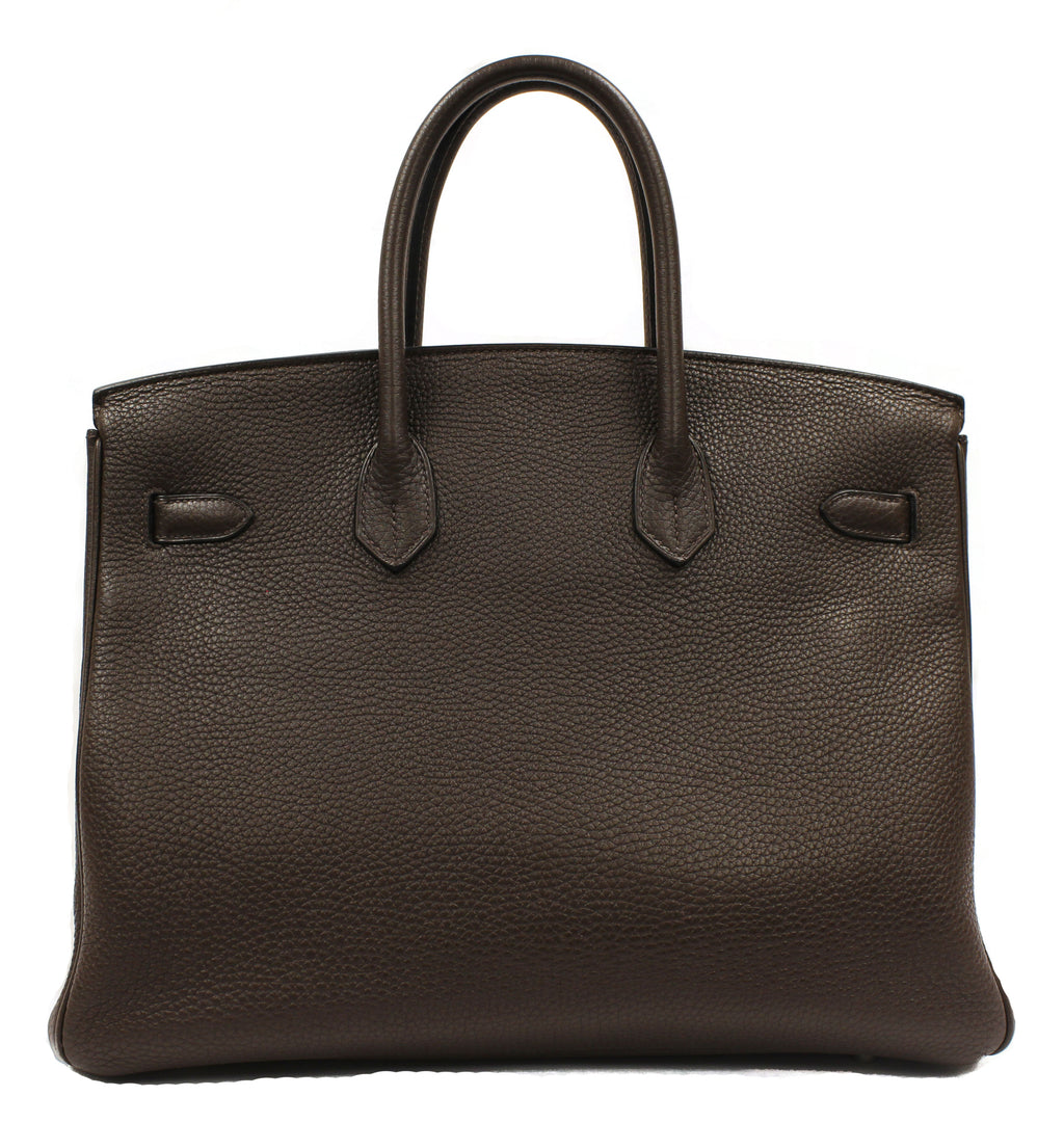 Hermès 35cm Chocolate Birkin Clemence Leather Bag PHW