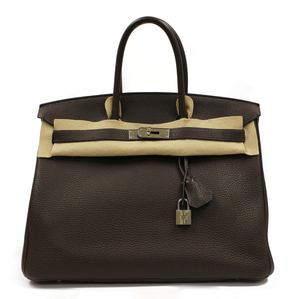 Hermès 35cm Chocolate Birkin Clemence Leather Bag PHW