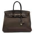 Hermès 35cm Chocolate Birkin Clemence Leather Bag PHW