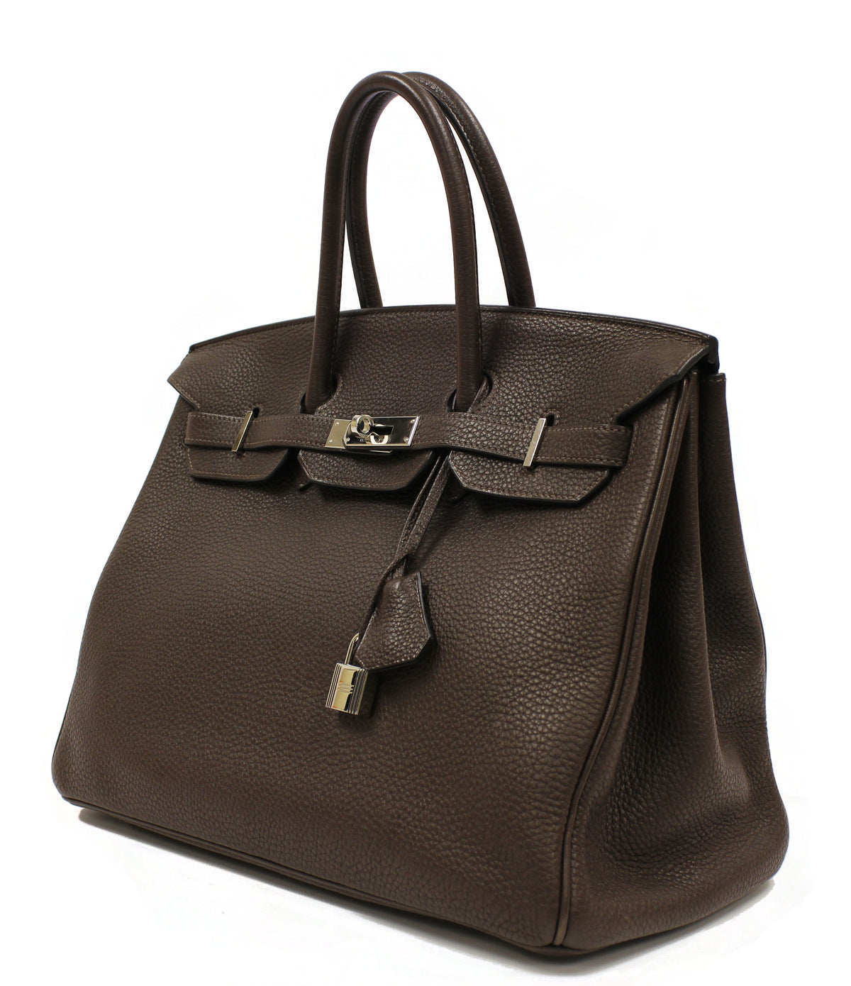 Hermès 35cm Chocolate Birkin Clemence Leather Bag PHW