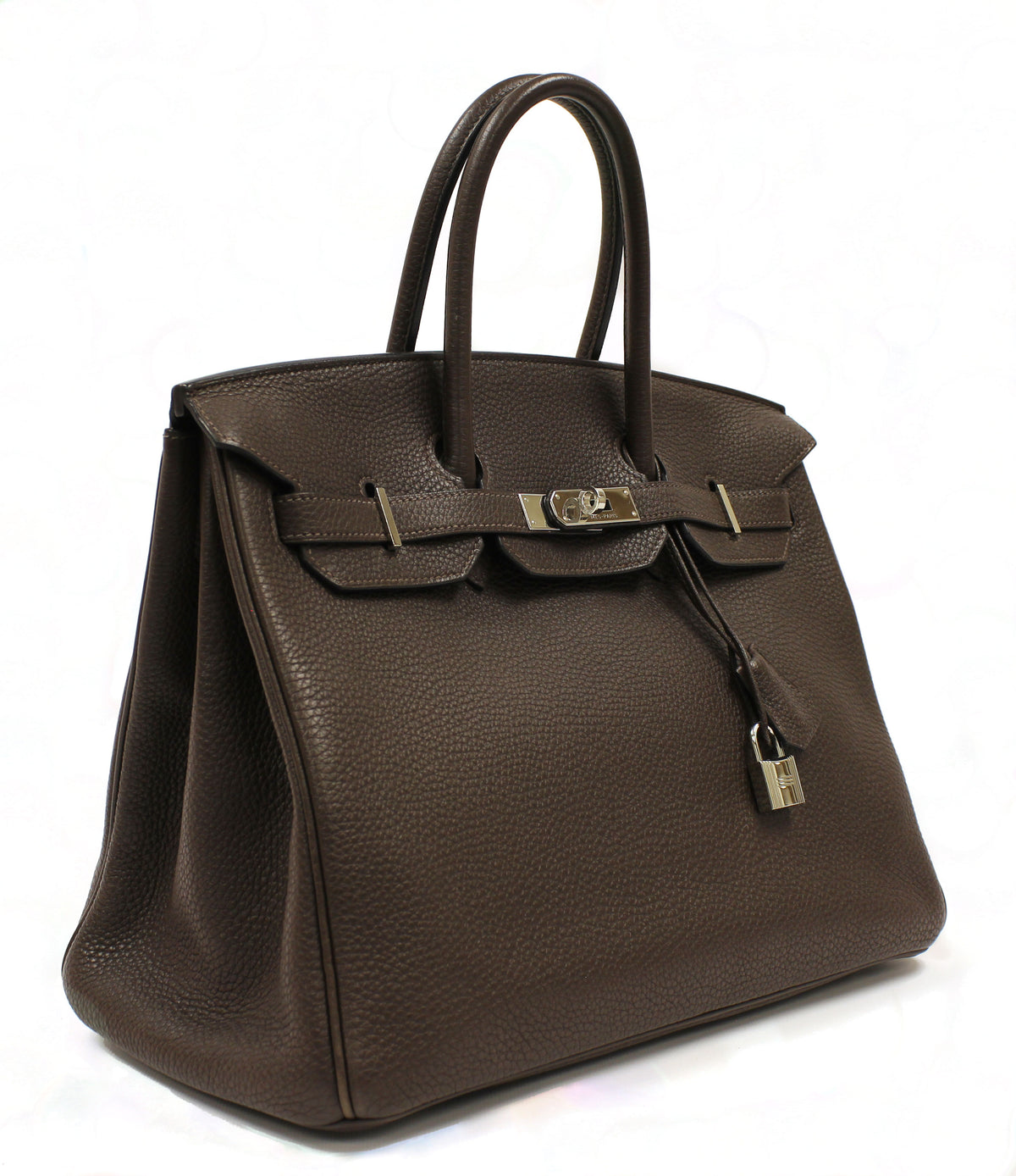 Hermès 35cm Chocolate Birkin Clemence Leather Bag PHW