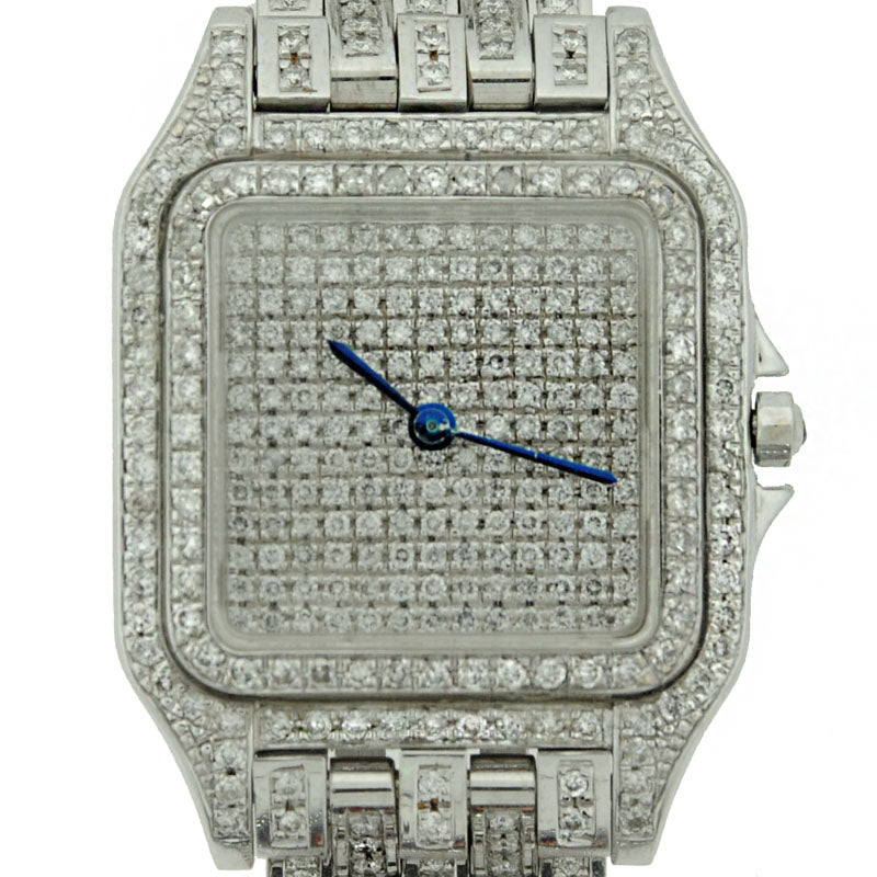 Large 18k White Gold & Diamond Wrist Watch
