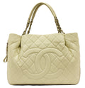 Chanel Jumbo Creme Quilted Caviar Tote