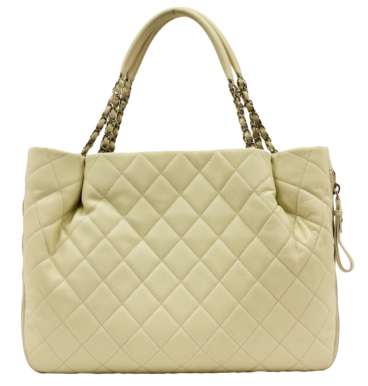 Chanel Jumbo Creme Quilted Caviar Tote