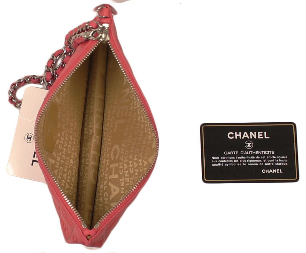 Chanel CC Motif Pink Leather Clutch & Wristlet Pristine