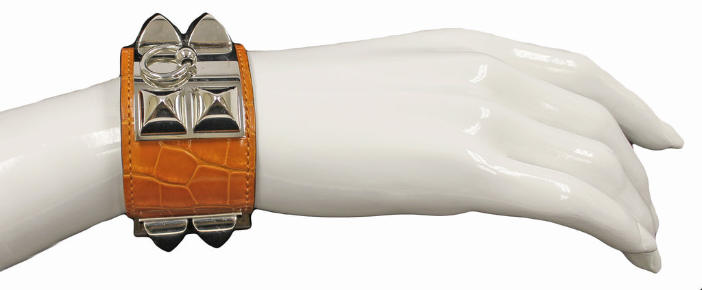 Hermès Orange (CDC) Collier de Chien Alligator cuff