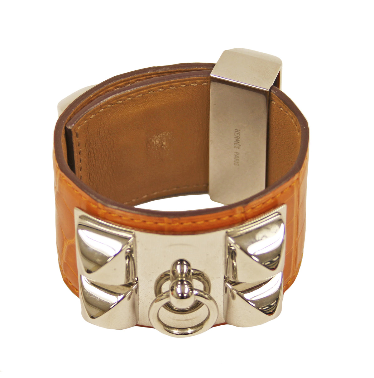 Hermès Orange (CDC) Collier de Chien Alligator cuff