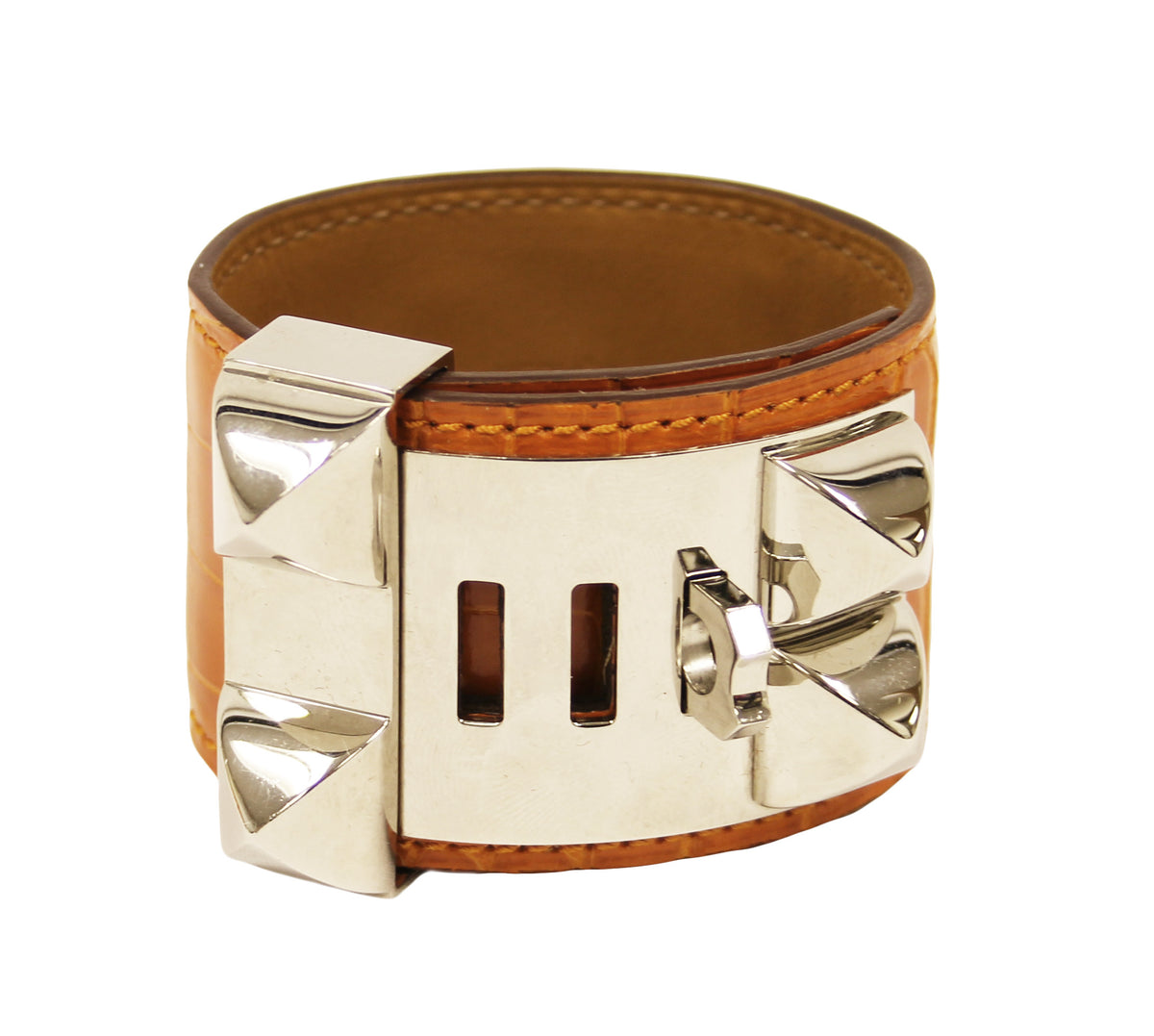 Hermès Orange (CDC) Collier de Chien Alligator cuff