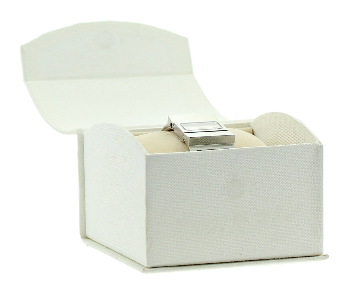 Hermès Silver Loquet Watch with Black & White Enamel Bangle